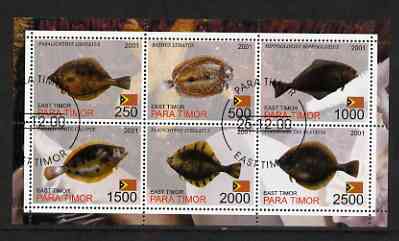 Timor (East) 2001 Fish #2 perf sheetlet containing set of 6 values cto used