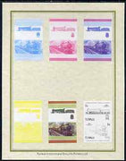 Tuvalu 1985 Locomotives #4 (Leaders of the World) 5c 'Churchward 2-8-0' set of 7 imperf progressive proof pairs comprising the 4 individual colours plus 2, 3 and all 4 colour composites mounted on special Format International card……Details Below