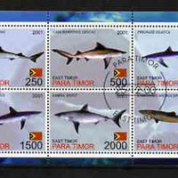 Timor (East) 2001 Sharks perf sheetlet containing set of 6 values cto used