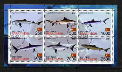 Timor (East) 2001 Sharks perf sheetlet containing set of 6 values cto used