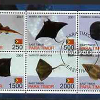 Timor (East) 2001 Fish #3 (Rays) perf sheetlet containing set of 6 values cto used