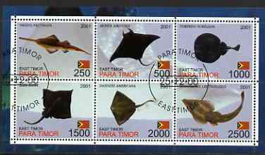 Timor (East) 2001 Fish #3 (Rays) perf sheetlet containing set of 6 values cto used