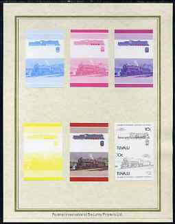 Tuvalu 1985 Locomotives #4 (Leaders of the World) 10c 'Class KF 4-8-4' set of 7 imperf progressive proof pairs comprising the 4 individual colours plus 2, 3 and all 4 colour composites mounted on special Format International cards……Details Below