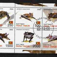 Timor (East) 2001 Bats perf sheetlet containing set of 6 values cto used