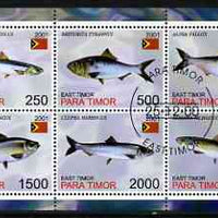 Timor (East) 2001 Fish #1 perf sheetlet containing set of 6 values cto used