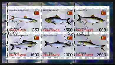 Timor (East) 2001 Fish #1 perf sheetlet containing set of 6 values cto used