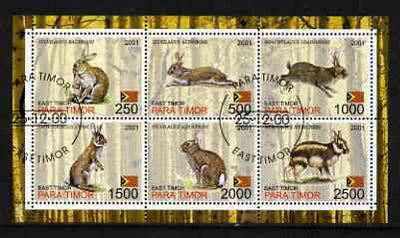 Timor (East) 2001 Rabbits perf sheetlet containing set of 6 values cto used