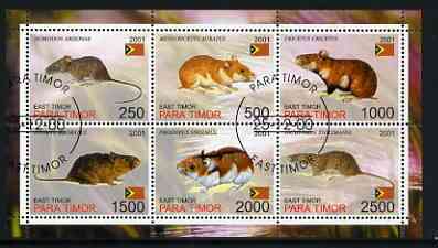 Timor (East) 2001 Hamsters perf sheetlet containing set of 6 values cto used