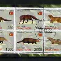 Timor (East) 2001 Mongooses perf sheetlet containing set of 6 values cto used