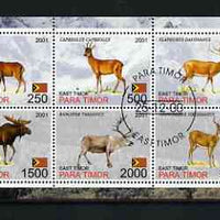 Timor (East) 2001 Deer perf sheetlet containing set of 6 values cto used