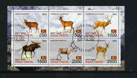 Timor (East) 2001 Deer perf sheetlet containing set of 6 values cto used