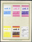 Tuvalu 1985 Locomotives #4 (Leaders of the World) $1 'Pearson 4-2-4' set of 7 imperf progressive proof pairs comprising the 4 individual colours plus 2, 3 and all 4 colour composites mounted on special Format International cards (……Details Below