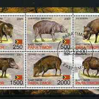 Timor (East) 2001 Hogs perf sheetlet containing set of 6 values cto used