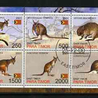 Timor (East) 2001 Kangaroos perf sheetlet containing set of 6 values cto used