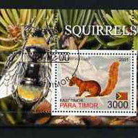 Timor (East) 2001 Squirrel (Bee in margin) perf m/sheet cto used
