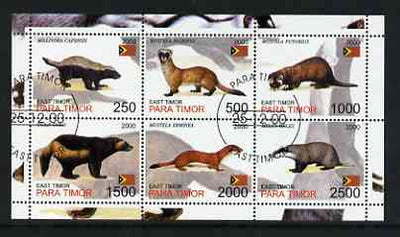 Timor (East) 2001 Martens perf sheetlet containing set of 6 values cto used