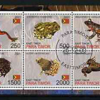 Timor (East) 2001 Frogs perf sheetlet containing set of 6 values cto used