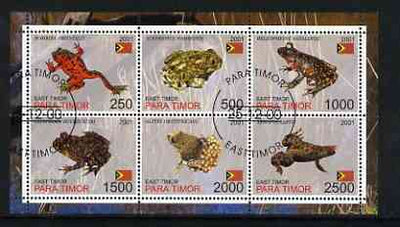 Timor (East) 2001 Frogs perf sheetlet containing set of 6 values cto used