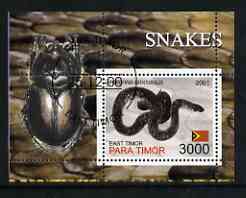 Timor (East) 2001 Snakes (Beetle in margin) perf m/sheet cto used
