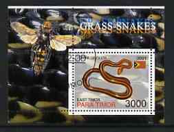 Timor (East) 2001 Grass Snakes (Insect in margin) perf m/sheet cto used