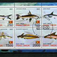 Timor (East) 2001 Fish #4 perf sheetlet containing set of 6 values cto used