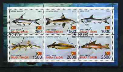 Timor (East) 2001 Fish #4 perf sheetlet containing set of 6 values cto used