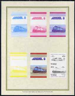 Tuvalu 1985 Locomotives #5 (Leaders of the World) 40c 'SD-50 Diesel' set of 7 imperf progressive proof pairs comprising the 4 individual colours plus 2, 3 and all 4 colour composites mounted on special Format International cards (……Details Below