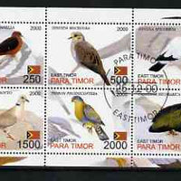Timor (East) 2001 Pigeons perf sheetlet containing set of 6 values cto used