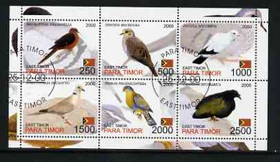 Timor (East) 2001 Pigeons perf sheetlet containing set of 6 values cto used