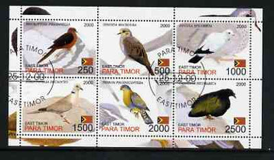 Timor (East) 2001 Pigeons perf sheetlet containing set of 6 values cto used