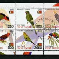Timor (East) 2001 Parrots perf sheetlet containing set of 6 values cto used