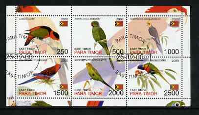 Timor (East) 2001 Parrots perf sheetlet containing set of 6 values cto used