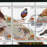 Timor (East) 2001 Pheasants perf sheetlet containing set of 6 values cto used