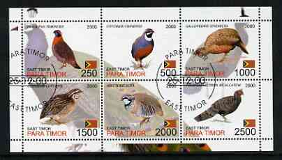 Timor (East) 2001 Pheasants perf sheetlet containing set of 6 values cto used