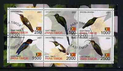 Timor (East) 2001 Humming Birds perf sheetlet containing set of 6 values cto used