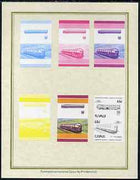 Tuvalu 1985 Locomotives #5 (Leaders of the World) 65c 'Flying Hamburger' set of 7 imperf progressive proof pairs comprising the 4 individual colours plus 2, 3 and all 4 colour composites mounted on special Format International car……Details Below