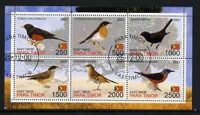 Timor (East) 2001 Thrushes perf sheetlet containing set of 6 values cto used