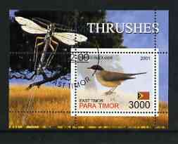 Timor (East) 2001 Thrushes (Insect in margin) perf m/sheet cto used