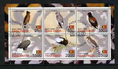 Timor (East) 2001 Hawks perf sheetlet containing set of 6 values cto used