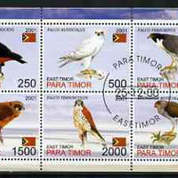 Timor (East) 2001 Falcons perf sheetlet containing set of 6 values cto used