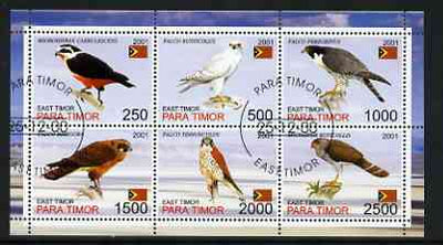 Timor (East) 2001 Falcons perf sheetlet containing set of 6 values cto used