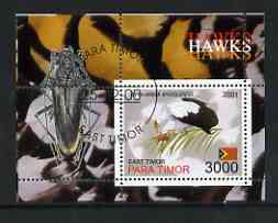 Timor (East) 2001 Hawks (Insect in margin) perf m/sheet cto used