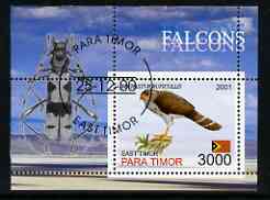 Timor (East) 2001 Falcons (Insect in margin) perf m/sheet cto used