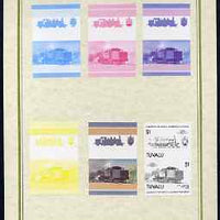 Tuvalu 1985 Locomotives #5 (Leaders of the World) $1 'Class 1070 4-4-2' set of 7 imperf progressive proof pairs comprising the 4 individual colours plus 2, 3 and all 4 colour composites mounted on special Format International card……Details Below