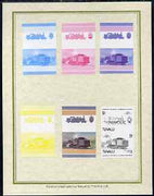 Tuvalu 1985 Locomotives #5 (Leaders of the World) $1 'Class 1070 4-4-2' set of 7 imperf progressive proof pairs comprising the 4 individual colours plus 2, 3 and all 4 colour composites mounted on special Format International card……Details Below
