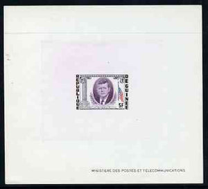 Guinea - Conakry 1964 Kennedy Memorial 5f imperf deluxe sheet in issued colours on sunken glazed card