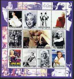 Mordovia Republic 2002 Marilyn Monroe perf sheetlet containing set of 12 values unmounted mint