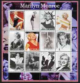 Udmurtia Republic 2002 Marilyn Monroe #2 perf sheetlet containing set of 12 values unmounted mint