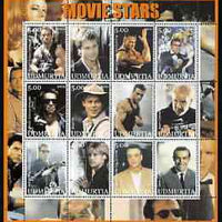 Udmurtia Republic 2002 Movie Stars #1 perf sheetlet containing set of 12 values unmounted mint (Schwarzenegger, Brad Pitt, Van Damme & S Connery)