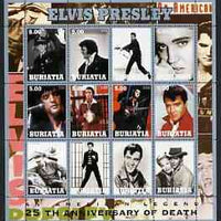 Buriatia Republic 2002 Elvis Presley 25th Death Anniversary #2 perf sheetlet containing set of 12 values unmounted mint
